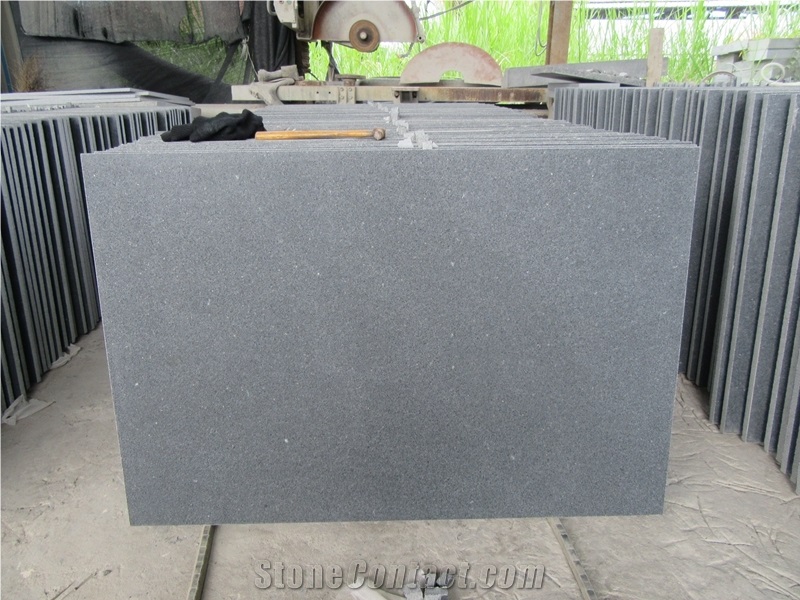 Own Quarry China G654 Dark Grey Granite Flooring Tiles Honed Surface, Pangda Dark Granite G654 Tiles, Sesame Black G654 Granite Tiles