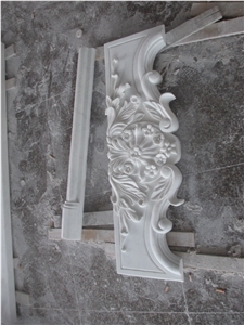 Pure Hand Carved Hunan White Marble Fireplace from China