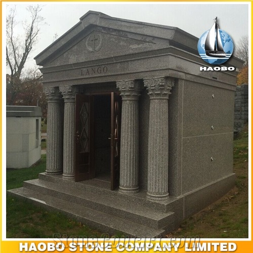 6 Crypts Walkin Private Custom Design Mausoleum, G635 China Pink Granite Cemetery