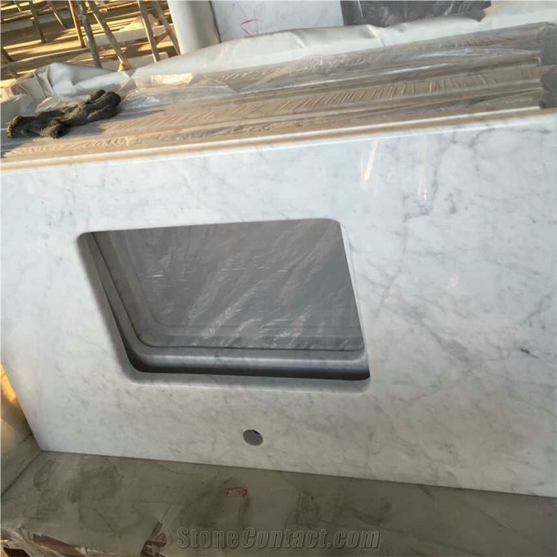 Carrara White Marble Bathroom Vanity Tops