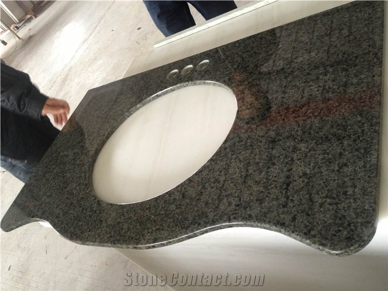 China Chengde Green Granite Bathroom Top