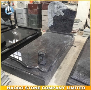European Style Bahama Blue Granite Angel Headstone