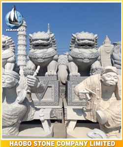 Garden Decoration Statues Chinese Dark Grey G654 Granite Stone Outdoor Handcarved Lions Sculptures