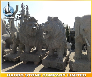 Garden Decoration Statues Chinese Dark Grey G654 Granite Stone Outdoor Handcarved Lions Sculptures