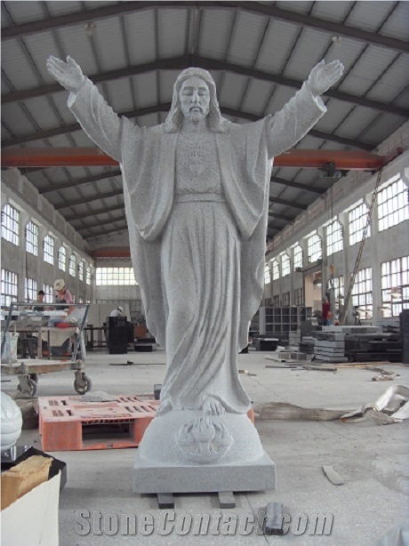 Light Grey G603 Granite Religious Jesus Statues