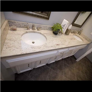 Modern River White Granite Bathroom Countertop