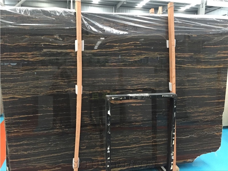 Baroque Gold Marble Black Marble Gold Lines Slab and Tiles High Quality