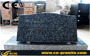 Blue Pearl China Granite Cemetery Slant Grave,China Blue Polished Natural Stone Headstones& Garvestone