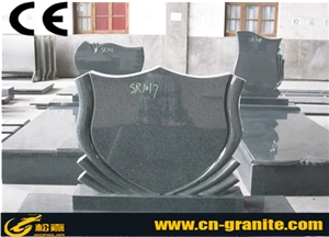 China Dark Grey Granite Tombstone & Monument,Tombstone Engraving Machine Grey Granite Western Style Monument Design