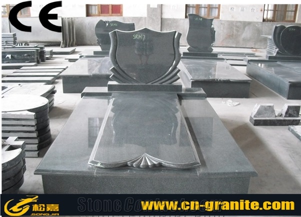 China Dark Grey Granite Tombstone & Monument,Tombstone Engraving Machine Grey Granite Western Style Monument Design