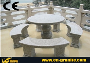 China G617 Granite Table & Bench,Pink Granite Garden Stone Patio Bench Polished Finished Outdoor Benchens & Table