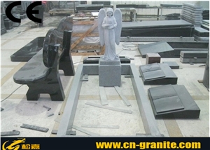 China Grey Granite G633 Monument & Tombstone Carved Standing Angel Statue Monuments Grey Granite Monument Style