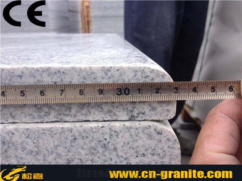 China Light Grey Granite G603 Stairs & Steps,Polished Grey Granite Stair Treads,Bullnose Grey Granite Stairs Outdoor Stair Steps Lowes