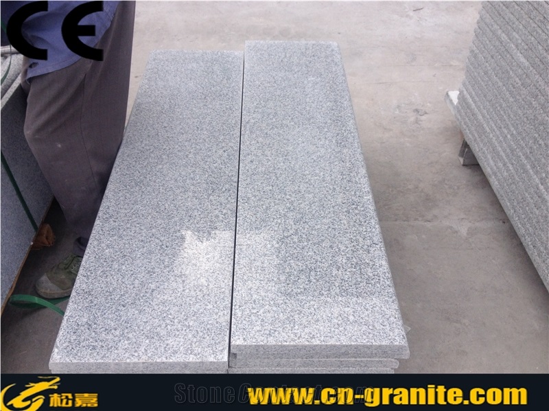 China Light Grey Granite G603 Stairs & Steps,Polished Grey Granite Stair Treads,Bullnose Grey Granite Stairs Outdoor Stair Steps Lowes