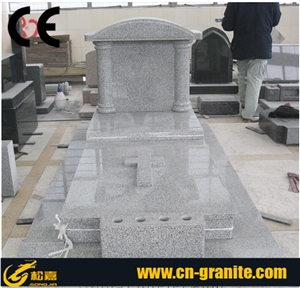 China Light Grey Granite G603 Tombstone & Monument,Chinese Grey Polished Surface Double Monument,Grey Family Tombstone