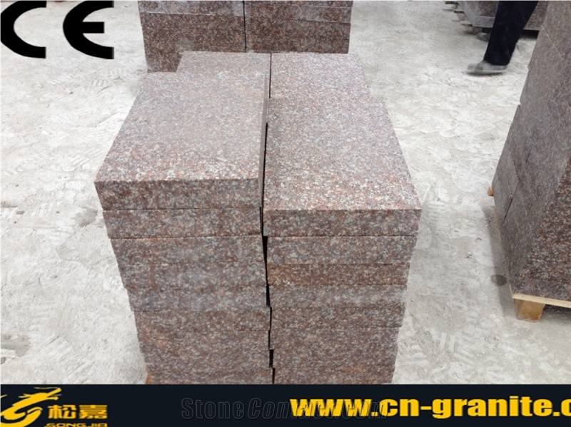 China Pink Granite G687 Cube Stone & Pavers,Flamed Finished Pink Granite Outside Pattern,60*30 Landscape Drainage