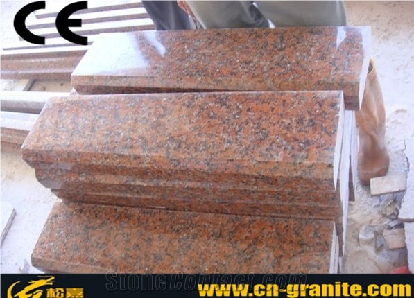 China Red Granite G562 Polished Kerbstone,Chinese Maple Red Granite Curbstone Standard Kerbstone Sizes Kerbstone