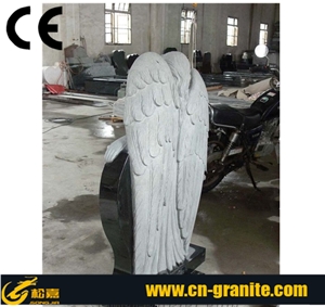 China Shanxi Black Granite Angel Headstone & Tombstone,Absolute Black Monuments,Western Style Monuments
