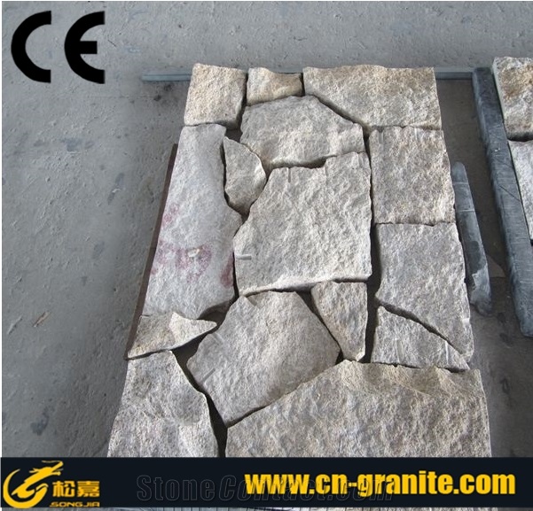 China Yellow Granite G682 Flagstone Pavers Rusty Granite Landscape Stone Yellow Irregular Flagstones