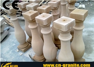 China Yellow Sandstone Balustrade & Railing,China Sandstone Baluster,High Quality China Sandstone Staircase Rails