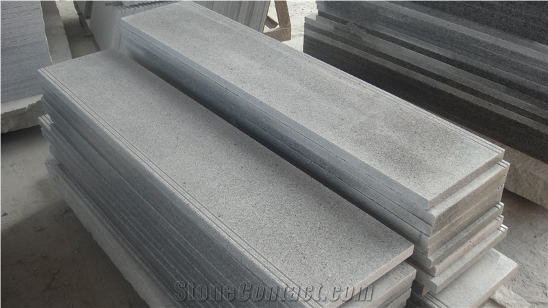 G603 Grey Granite Step and Risers,Grey Granite Stairs,Polished Grey Granite