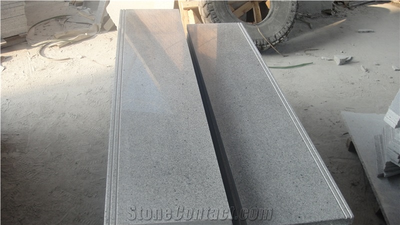 G603 Grey Granite Step and Risers,Grey Granite Stairs,Polished Grey Granite