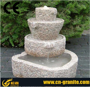 G617 China Pink Granite Water Garden Fountain,China Natural Stone Exterior Fountains,Pink Sculptured Fountains