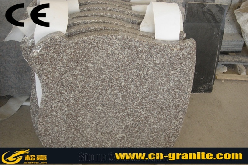 G664 China Pink Granite Headstones Monuments & Tombstones,Polished Finished Poland Style Tombstones,Chinese Pink Granite Single Monument