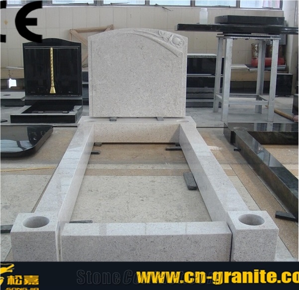 Pearl White Granite Tombstone & Monument,White Granite Carved Rose Monument,Cemetery Headstones Tombstone