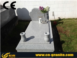 Polished Surface Grey Granite Monuments & Tombstones Design,China Grey Granite G603 Single Monument with Flower Vase,Grey Granite Natural Stone Flower Vase
