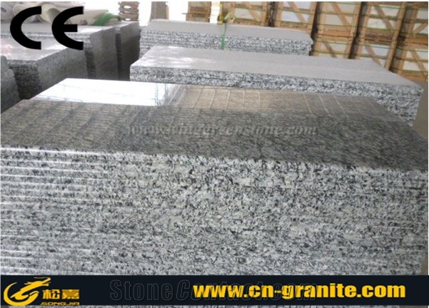 Spray White Granite Stairs & Steps,China Spray White Polished Granite Stair Treads,Sea Weave Granite for Stairs & Riser,White Granite Threshold & Treads