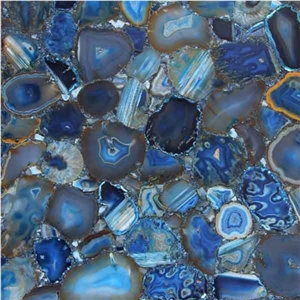 Blue Agate Regular Semiprecious Tiles & Slabs