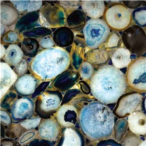 Blue Agate Semiprecious Stone Tiles & Slabs