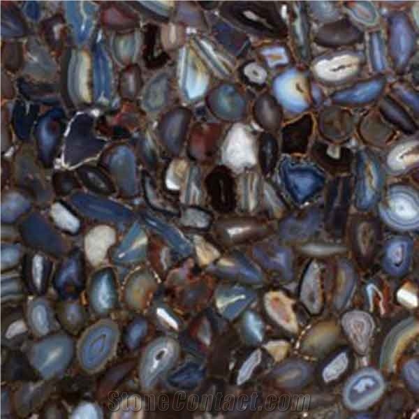 Brown Agatepol Semiprecious Stone Tiles & Slabs, Blue Stone Flooring Tiles