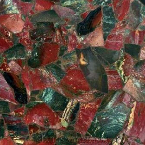 Fancy Jasper Semiprecious Stone Tiles & Slabs, Red Stone Flooring Tiles