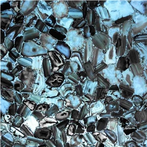 Mix Agate on Glass Semiprecious Tiles &Slabs, Blue Stone Flooring Tiles