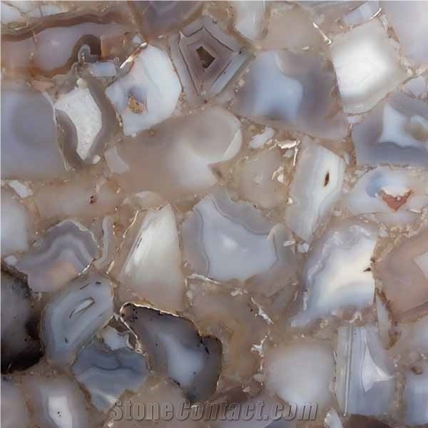 Natural Mix Agate White Semiprecious Stone Tiles & Slabs