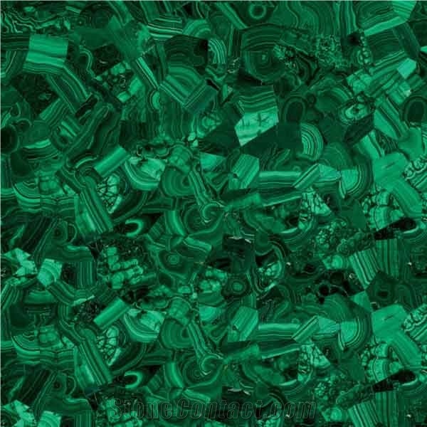 Random Malachite Green Semiprecious Stone Tiles & Slabs