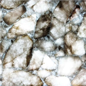 Smokey Quart, White Semiprecious Stone Tiles & Slabs