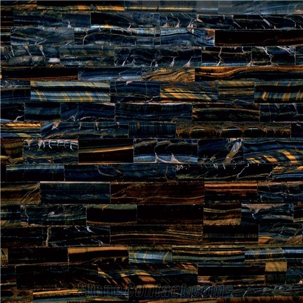 Tiger Eye Blue Semiprecious Stone Tiles & Slabs, Flooring Tiles, Covering Tiles