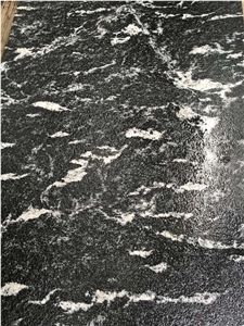 Water-Jet Snow Flake Black Granite Tiles & Slabs for Paving, Flooring