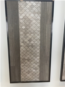 Arabesque Grey Wood Vein Marble Mosaic Pattern Tile,Medium Lantern Mosaic Wall Tile