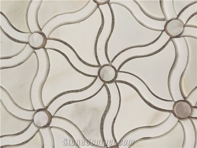 Calacatta Gold Marble Flower Pattern Mosaic Tile