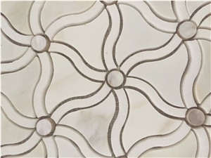 Calacatta Gold Marble Flower Pattern Mosaic Tile