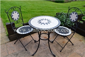 Mosaic Table with Two Folding Chairs Set