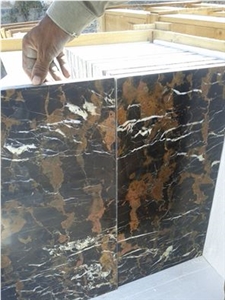 Black and Gold Tiles - 30x60 Size, Pakistani Portoro Marble Slabs & Tiles