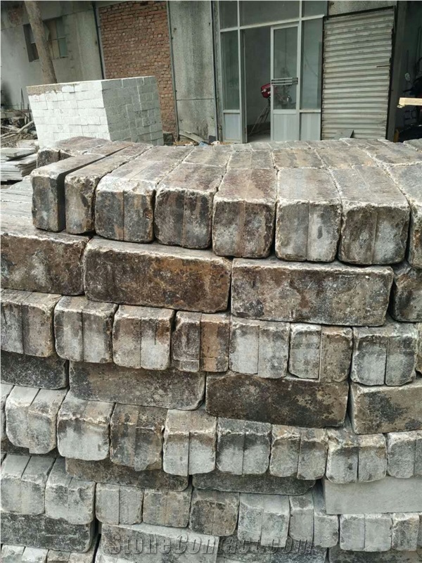 China Coffe Brown Limestone Cobble Stone