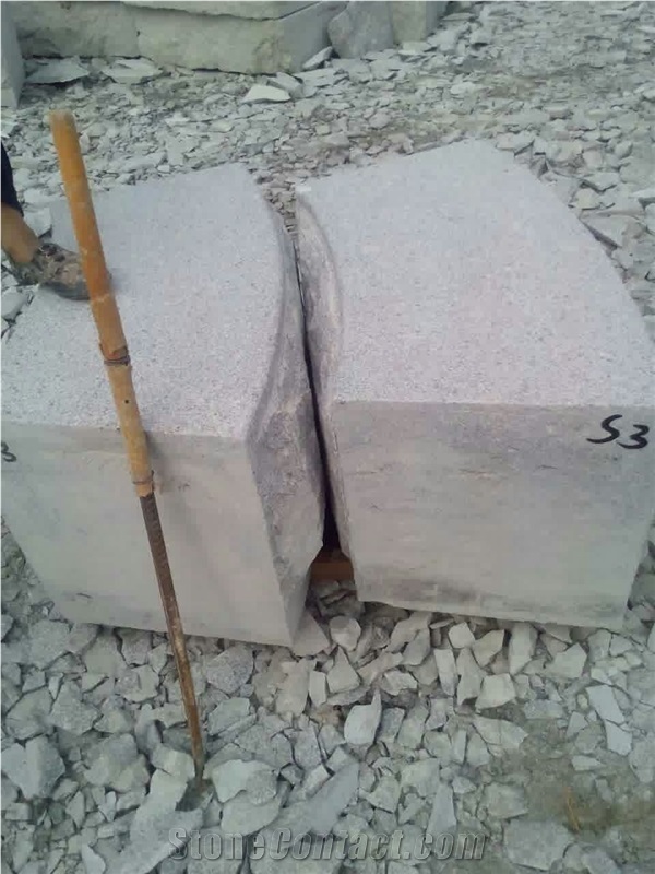 Light Silver Grey Granite G375 Fine Picked Top Rock Face Sides Big Radius Sitting Blocks