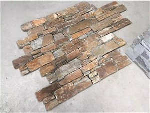 Rusty Brown Slate Rock Face Cultured Stone Ledge Stone Wall Cladding