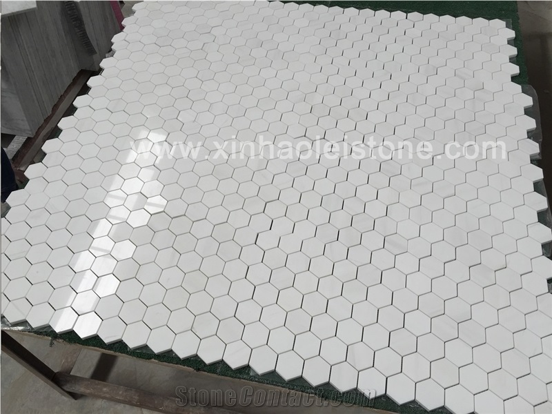 Bianco Dolomiti Marble Hexagon Mosaics, White Marble Hexagon Mosaics /Bianco Dolomite